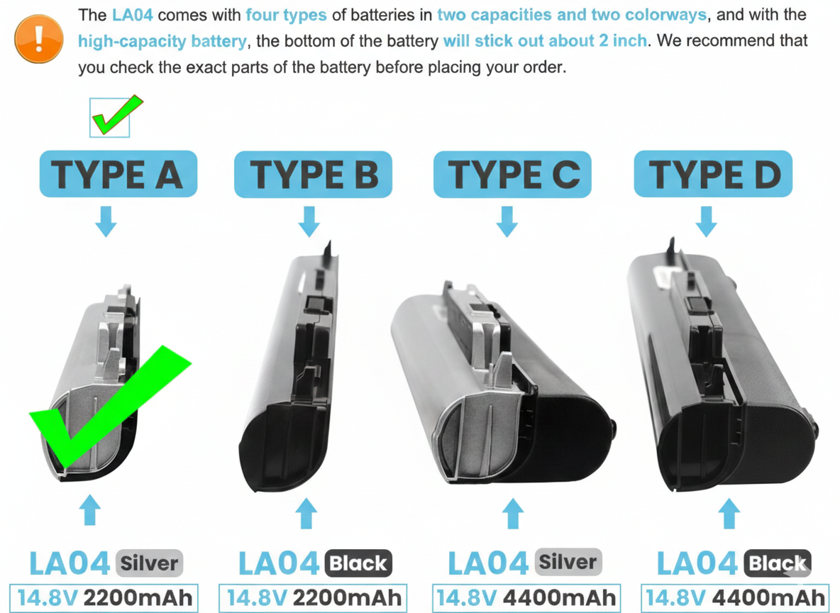 بطارية 2200mAh For HP LA04 متوافقة مع أجهزة اتش بي متوافقة مع سلسلة اتش بي 248 G1 340 350 G2  بافيليون 15-B119TX 15-B003TX 5-B004TX HSTNN-UB5M HSTNN-UB5N HSTNN-IB5S HSTNN-YB5 ام 14.8 فولت